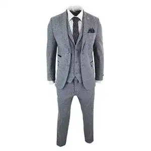 Anzug Herren TruClothing.com Hellgrau 3 Teilig Tweed