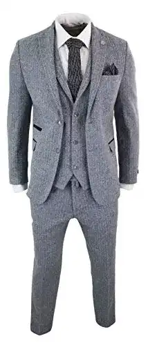 Anzug Herren TruClothing.com Hellgrau 3 Teilig Tweed