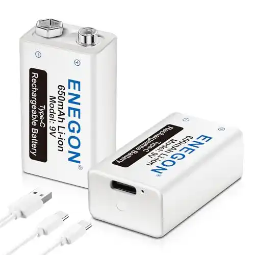 9V-Lithium-Batterie ENEGON 9V Block 650mAh Li-ion 6F22, 2 Stück