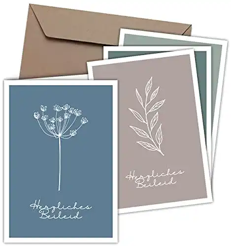 Kondolenzkarten FRUITPRINTS 8er Set Trauerkarten & Umschläge