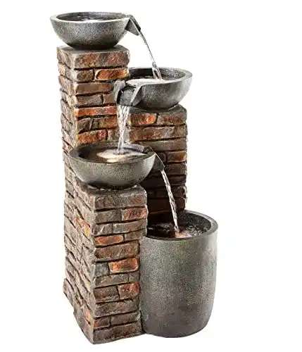 Springbrunnen Garten Dehner Piatto mit LED Beleuchtung