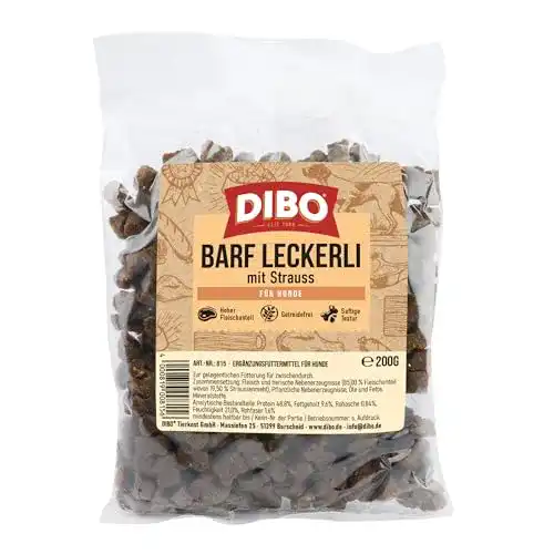 Die beste Dibo-Hundefutter DIBO BARF-Leckerli mit Strauss, 200 g 2026 Test Bestseller Dibo-Hundefutter DIBO BARF-Leckerli mit Strauss, 200 g