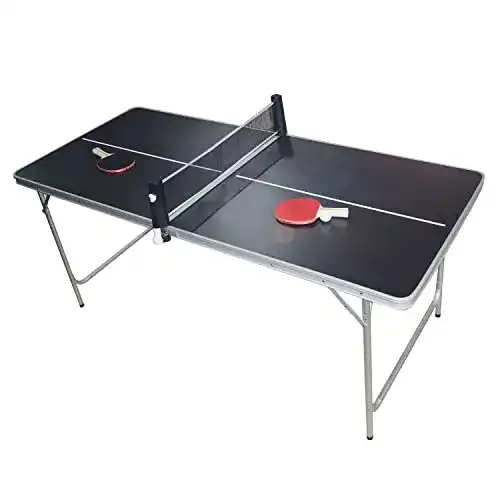 Tischtennisplatte PingPong-Classics Klappbare , HBT: 180 x80 x76 cm, tragbar inklusive Netz, 2 Schläger, Ballhalter & 6 Bälle