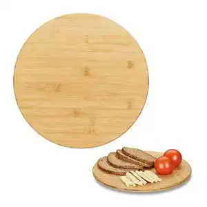 Drehteller Relaxdays, rund, 360° drehend, Ø 32 cm, Bambus