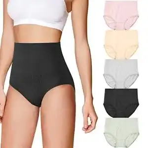 Bauchweg-Slip Daelesr 5 Stück Damen Hohe Taille Slips, Mehrpack