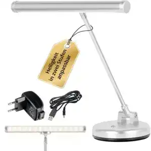 Klavierlampe Showlite PL-1SL LED Klavierleuchte silber matt