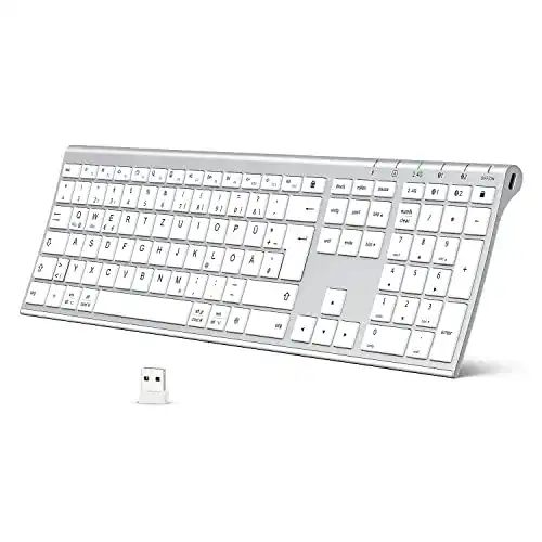 Tastatur Aluminium iClever Bluetooth Tastatur, kabellos, weiß