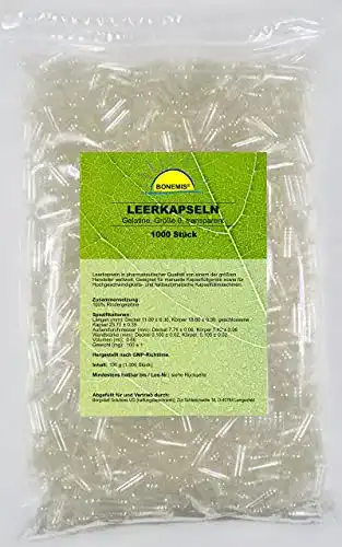 Leerkapseln Bonemis 1000, Größe 0, transparent, Gelatine