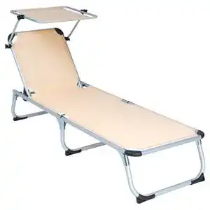 Sonnenliege mit Dach Divero Gartenliege 187x57x30 cm klappbar