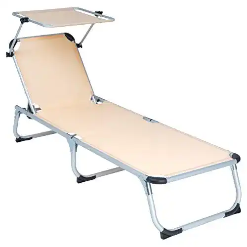 Sonnenliege mit Dach Divero Gartenliege 187x57x30 cm klappbar
