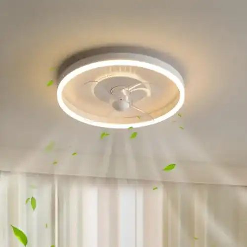 LED-Deckenventilator HYKISS, modern, ultra-leise, Ø50CM, Braun