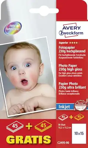 Fotopapier 10×15 AVERY Zweckform C2495-90 Superior Inkjet