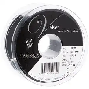 Samtband Berisfords, schwarz, 5 m, 36 mm Breite