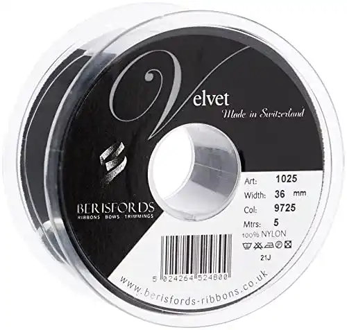 Samtband Berisfords, schwarz, 5 m, 36 mm Breite