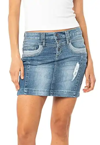 Jeansrock Sublevel Jeans Mini-Rock mit Knöpfen im Used Look