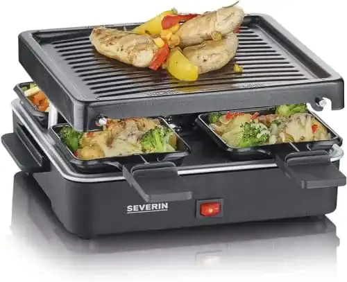 Mini-Raclette SEVERIN Mini Raclette-Grill, 4 Raclette Pfännchen