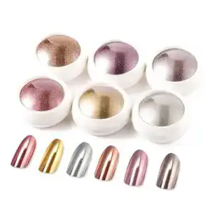 Nagel-Puder BISHENGYF Roségold Chrome Glitzerpuder, 6 Stück