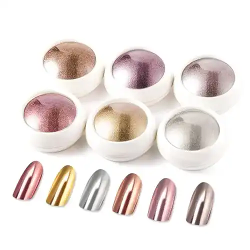 Nagel-Puder BISHENGYF Roségold Chrome Glitzerpuder, 6 Stück