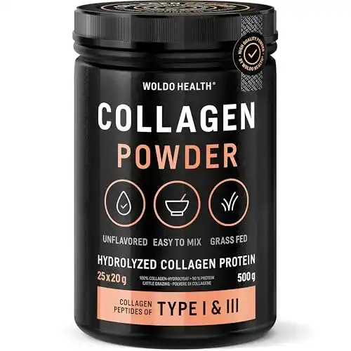 Kollagen WoldoHealth Collagen Pulver 500g Typ 1,2,3 Hydrolysat