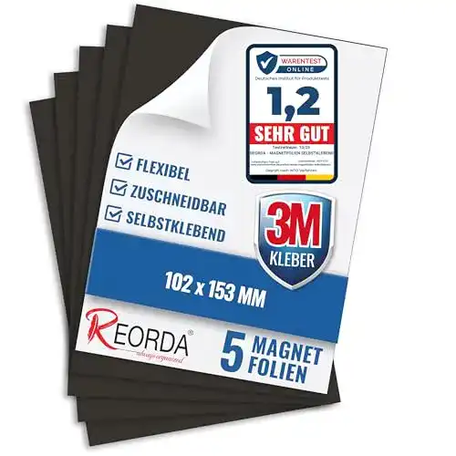 Die beste Magnetfolie Reorda ® selbstklebend mit starkem 3M-Kleber 2026 Test Bestseller Magnetfolie Reorda ® selbstklebend mit starkem 3M-Kleber