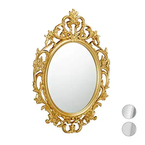 Barock-Spiegel Relaxdays Barock Spiegel, oval, gold