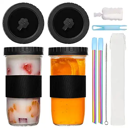 Bubble-Tea-Becher Cisivis, mit Strohhalm, 730 ml, 2er