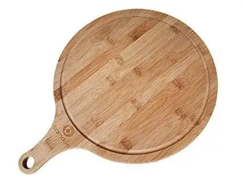 Flammkuchenbrett bamdoo Pizzabrett aus Bambus, rund ø 30cm