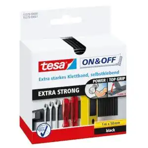 Klettband tesa On & Off Extrastark, selbstklebende Klettstreifen