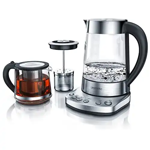 Teekocher Arendo, Glas Wasserkocher mit Temperatureinstellung