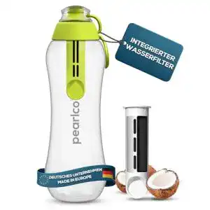 Trinkflasche mit Filter PearlCo, 0,5 Liter grün Wasserflasche