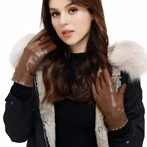 Lederhandschuhe Damen Acdyion Damen Winter Touchscreen Handschuhe