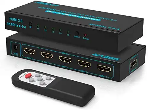 HDMI-Splitter SGEYR HDMI Switch 2.0 5×1 Port HDMI Switcher