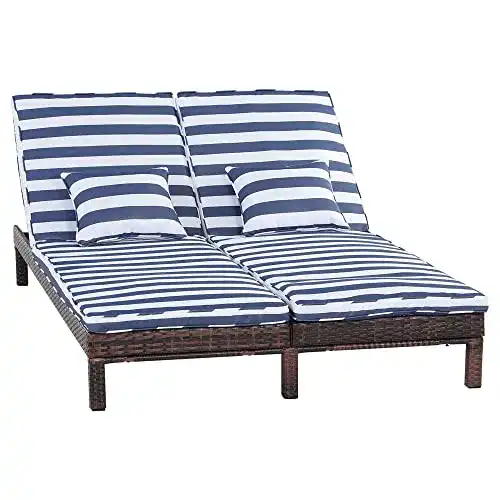 Doppelliege Outsunny Gartenliege, 5-stufige Rückenlehne, Metall