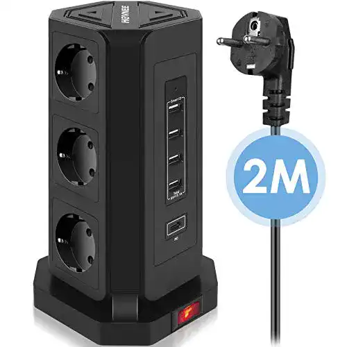 Steckdosenleiste mit USB-C HOVNEE Steckdosenleiste 9 Fach
