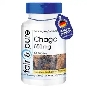 Chaga Fair & Pure Kapseln 650mg, Inonotus obliquus, 120 Kapseln
