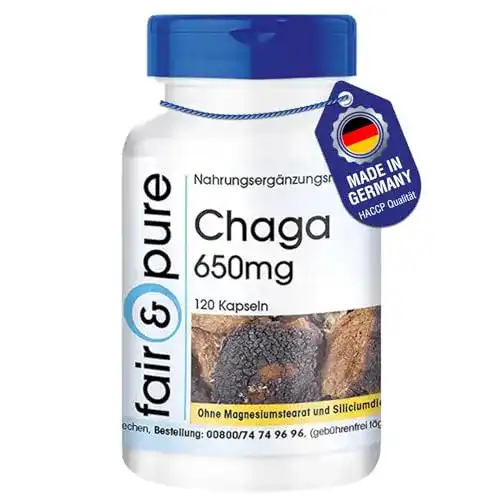 Chaga Fair & Pure Kapseln 650mg, Inonotus obliquus, 120 Kapseln