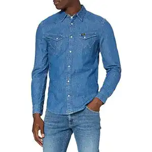 Jeanshemd Herren Wrangler Herren MID Stone LS Western Shirt