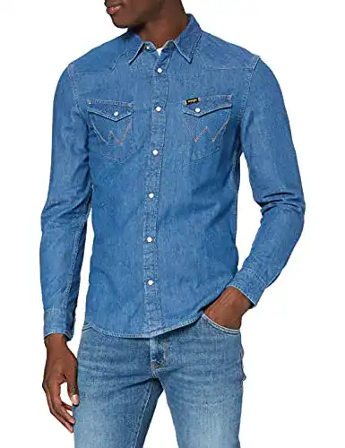 Jeanshemd Herren Wrangler Herren MID Stone LS Western Shirt
