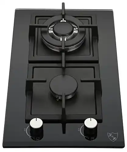 Gaskochfeld 2-flammig K&H ® Domino 2 Zonen Glas 30cm
