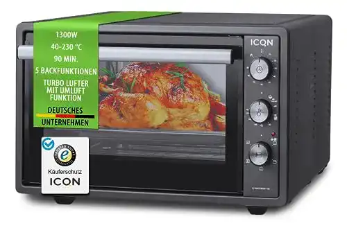 Minibackofen ICQN 42 Liter, 1600 W, Umluft, inkl. Backblech Set