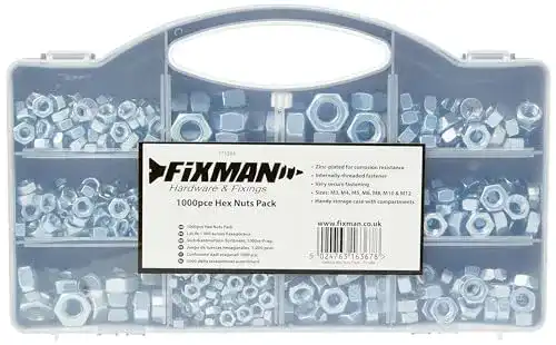 Muttern Fixman 771284 Sechskant-Sortiment 1000-tlg, Silver