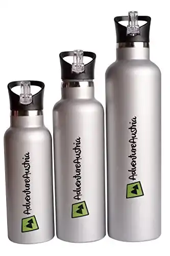 Trinkflasche mit Strohhalm AdventureAustria Edelstahl Isoliert