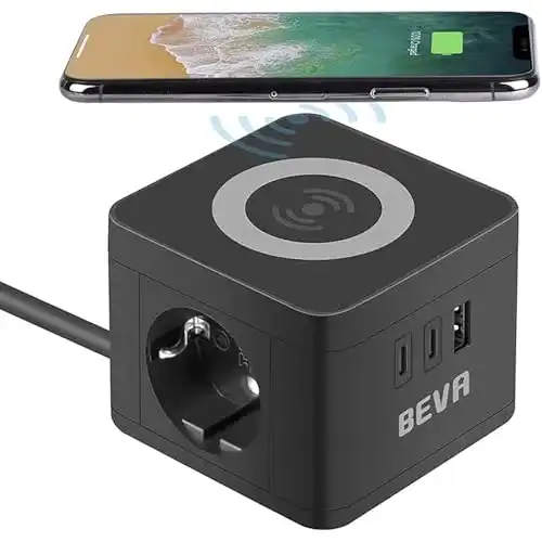 Steckdosenwürfel BEVA, Cube Steckdosenleiste 2 Fach + 3 USB