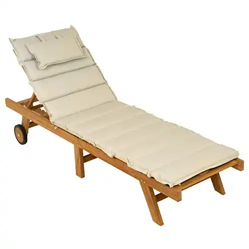 Teak-Gartenliege Nexos DIVERO Sonnenliege klappbar inkl. Räder