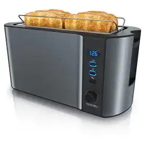 Doppel-Langschlitztoaster arendo Edelstahl, Defrost Funktion