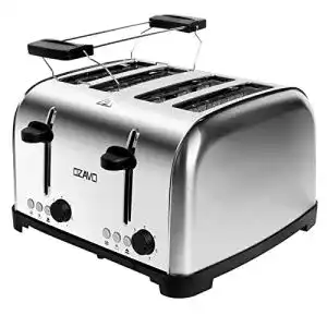 4-Schlitz-Toaster OZAVO Toaster 4 Scheiben, Brötchenaufsatz