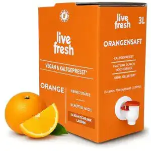 Orangensaft LiveFresh Frisch & Kaltgepresster 3 Liter Box | 100%