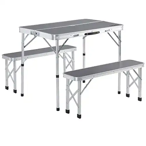 Campingtisch-Set Casaria Alu Koffertisch Klappbar 2 Bänke