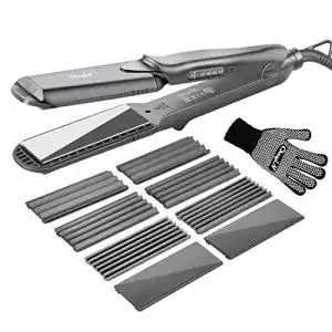 Welleneisen CkeyiN Kreppeisen für Haare, 4 in 1 Haarglätter
