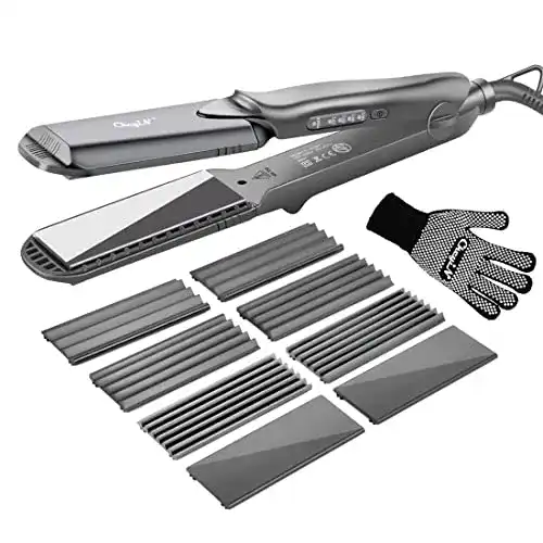 Welleneisen CkeyiN Kreppeisen für Haare, 4 in 1 Haarglätter